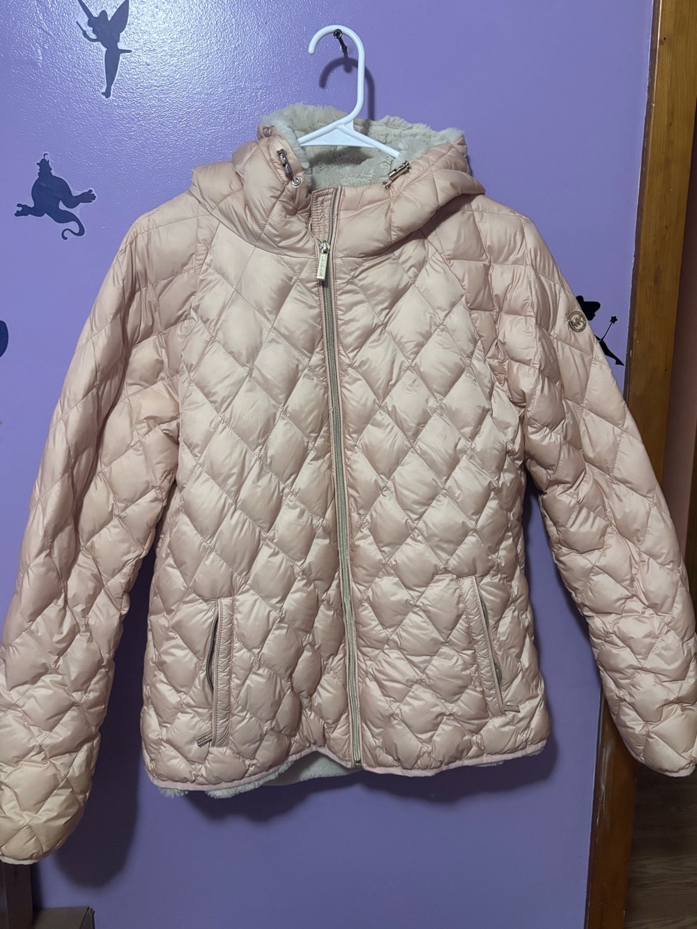 Michael Kors women’s Quilted Hooded Puffer Jacket - Light Blush
